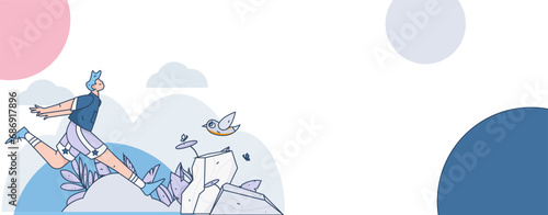 People exercising healthy running vector internet operation illustration
