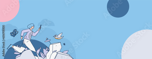 People exercising healthy running vector internet operation illustration
