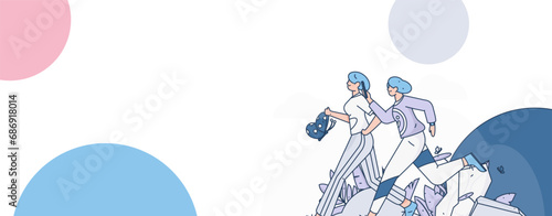 People exercising healthy running vector internet operation illustration

