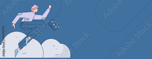 People exercising healthy running vector internet operation illustration

