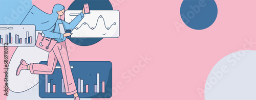 People exercising healthy running vector internet operation illustration
