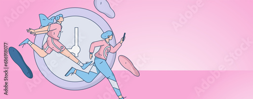 People exercising healthy running vector internet operation illustration
