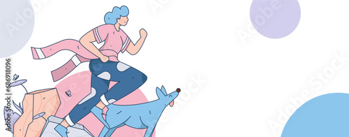 People exercising healthy running vector internet operation illustration
