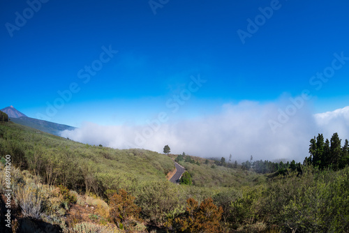 The morning mountain valley. View from under the clouds. Tenerife. Canary Islands. Spain. Vewpoint - Mirador de La Bermeja. © Sergey Kohl