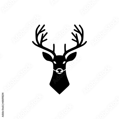 Głowa jelenia. Czarna sylwetka w minimalistycznym stylu. #686918214