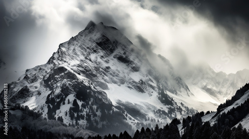 The Calm Snowy Mountains, a Beautiful Masterpiece of Nature's Greatness, Provide Stunning Views of the Majestic Mountains Covered in a Pure White Snow Blanket