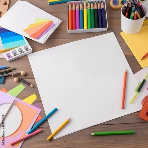School and Art Supplies Blank Page Mockup 3