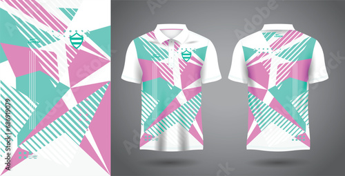 abstract soft green and pink polo sport shirt sublimation jersey template