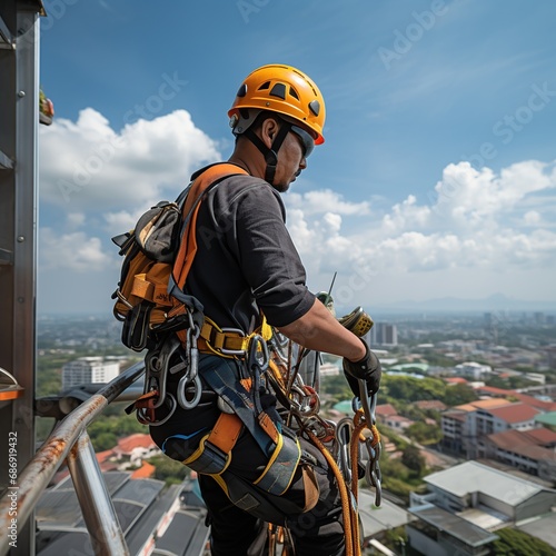 Construction Worker in Full Gear. Safety First 