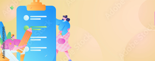 Invite friends to conduct questionnaire flat vector concept operation hand drawn illustration
