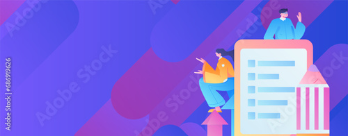 Invite friends to conduct questionnaire flat vector concept operation hand drawn illustration
