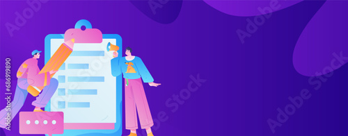 Invite friends to conduct questionnaire flat vector concept operation hand drawn illustration
