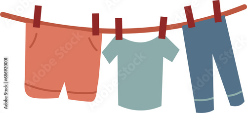 Clothes hanging on rope