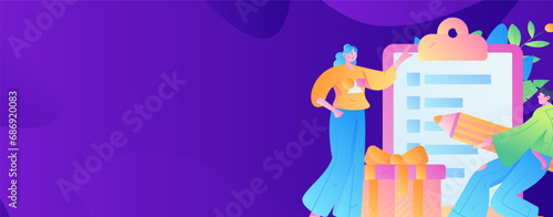 Invite friends to conduct questionnaire flat vector concept operation hand drawn illustration
