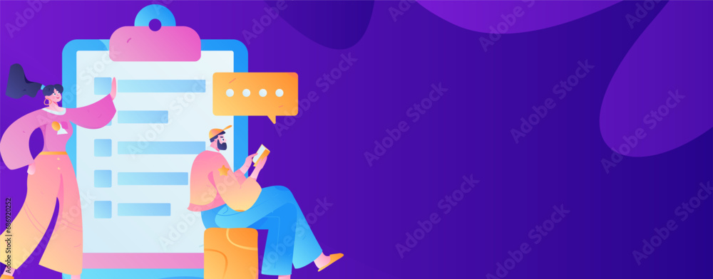 Invite friends to conduct questionnaire flat vector concept operation hand drawn illustration
