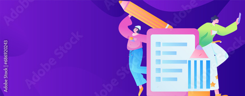 Invite friends to conduct questionnaire flat vector concept operation hand drawn illustration
