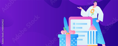 Invite friends to conduct questionnaire flat vector concept operation hand drawn illustration
