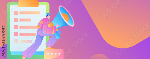 Invite friends to conduct questionnaire flat vector concept operation hand drawn illustration
