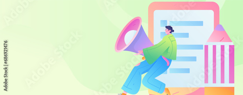 Invite friends to conduct questionnaire flat vector concept operation hand drawn illustration
