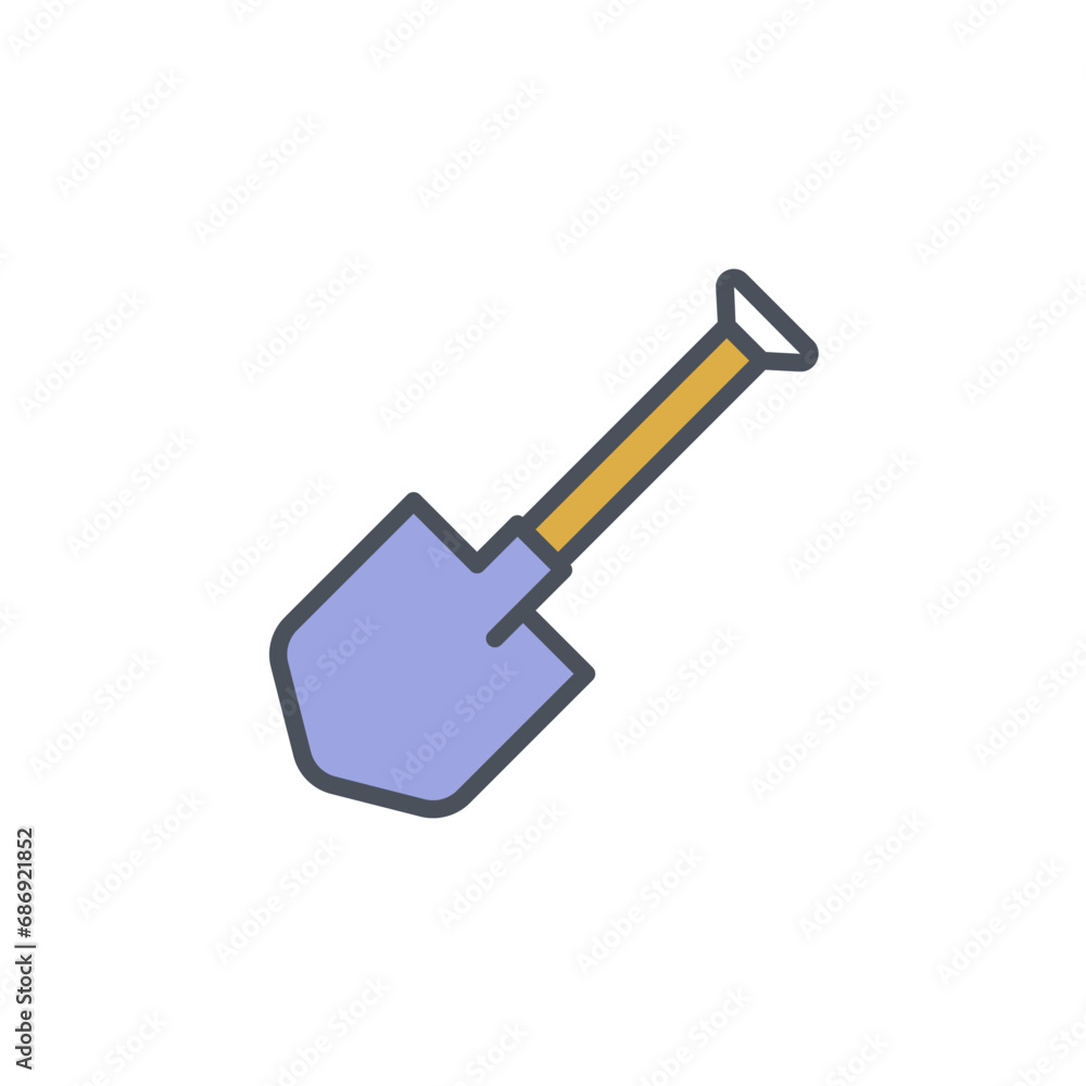 Vector sign of the shovel symbol isolated on a white background. icon color editable. Vector sign of the shovel symbol isolated on a white background. icon color editable.