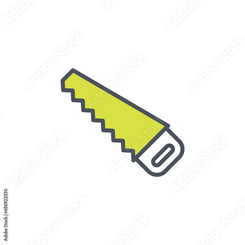 Vector sign of the hand saw symbol isolated on a white background. icon color editable.