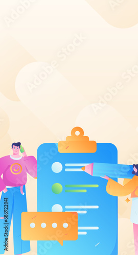 Invite friends to conduct questionnaire flat vector concept operation hand drawn illustration
