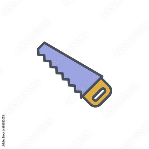 Vector sign of the hand saw symbol isolated on a white background. icon color editable.