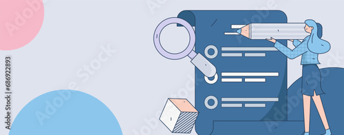 Invite friends to conduct questionnaire flat vector concept operation hand drawn illustration
