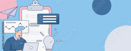 Invite friends to conduct questionnaire flat vector concept operation hand drawn illustration
