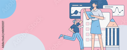 Invite friends to conduct questionnaire flat vector concept operation hand drawn illustration
