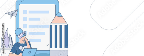 Invite friends to conduct questionnaire flat vector concept operation hand drawn illustration
