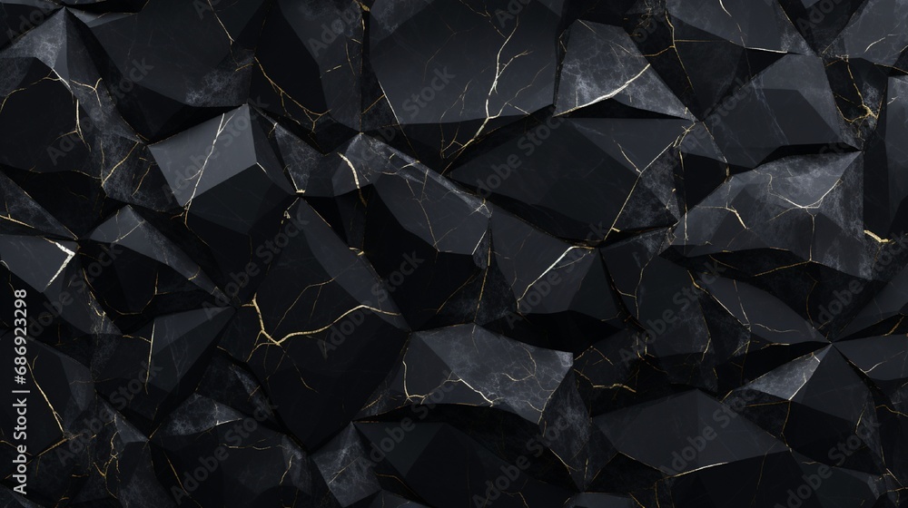 Black marble with veins, Emperador marbel texture with high resolution, The luxury of polished limestone background. Marble with Polygon Design 3D Wallpaper - obrazy, fototapety, plakaty 