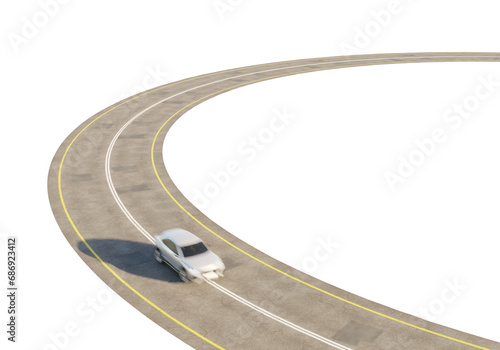car driving in loop or circle road
