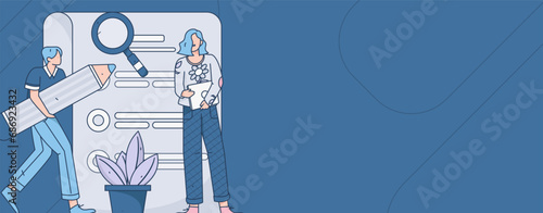 Invite friends to conduct questionnaire flat vector concept operation hand drawn illustration
