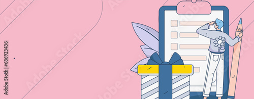 Invite friends to conduct questionnaire flat vector concept operation hand drawn illustration
