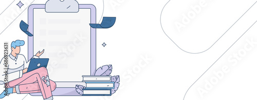 Invite friends to conduct questionnaire flat vector concept operation hand drawn illustration
