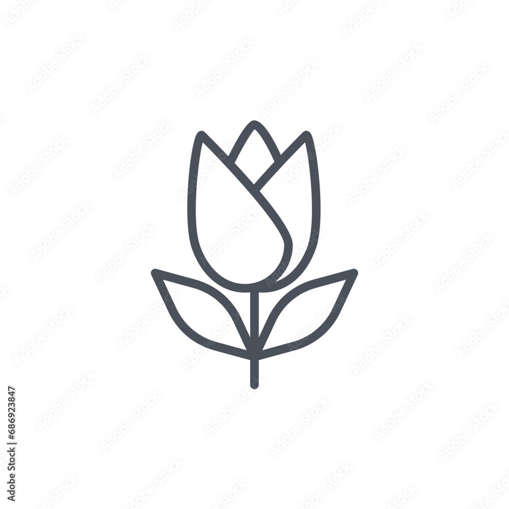 Vector sign of the tulip symbol isolated on a white background. icon color editable. Vector sign of the tulip symbol isolated on a white background. icon color editable.