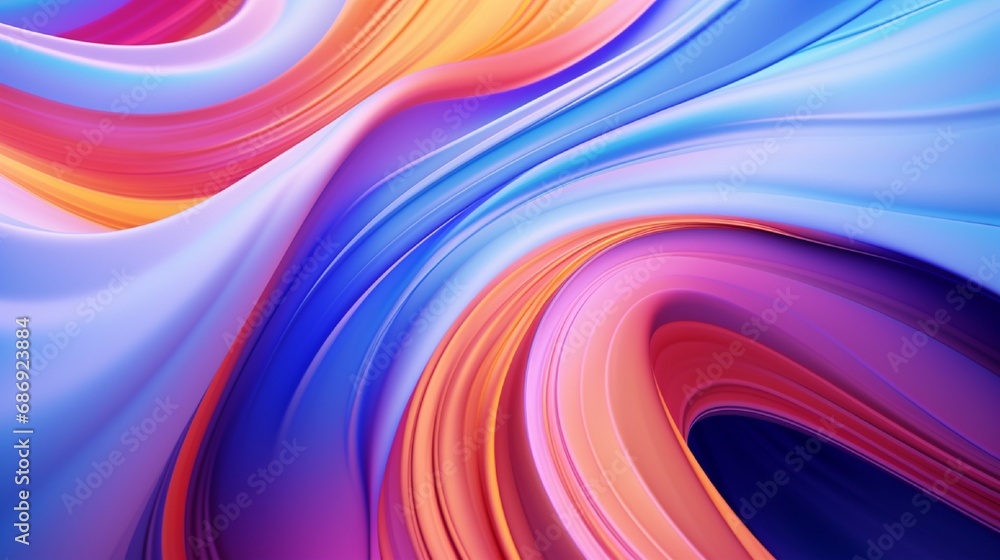 Fluid abstract background with colorful gradient. 2D illustration of modern movement.