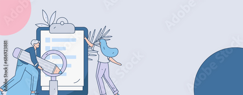 Invite friends to conduct questionnaire flat vector concept operation hand drawn illustration
