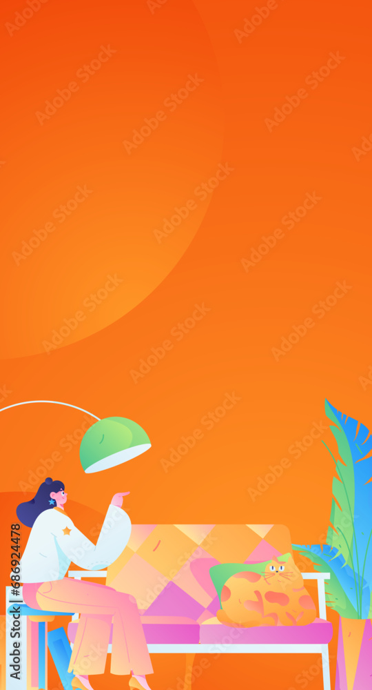 Home indoor character scene flat vector concept operation hand drawn illustration
Home indoor character scene flat vector concept operation hand drawn illustration