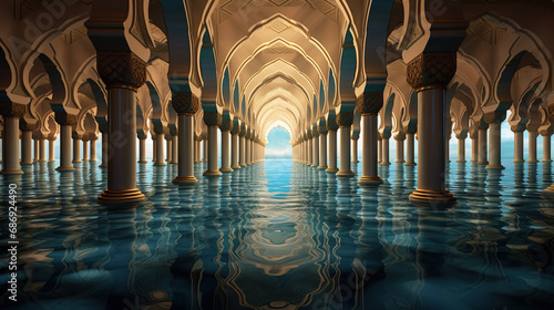 A Peaceful Haven by the Clear Waters, Discovering the Calm and Spiritual Harmony of a Majestic Mosque