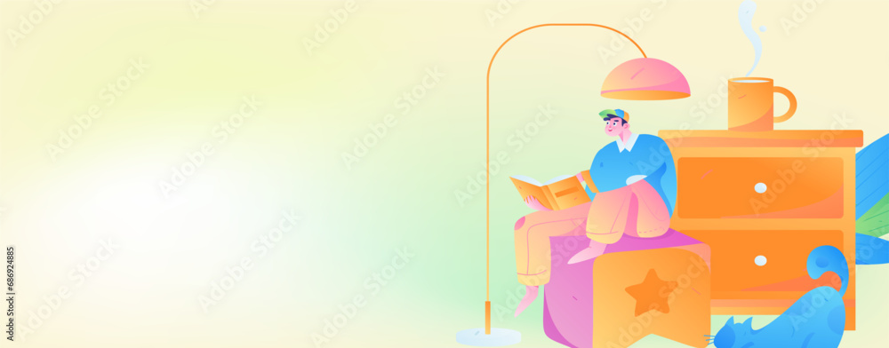 Naklejka premium Home indoor character scene flat vector concept operation hand drawn illustration 