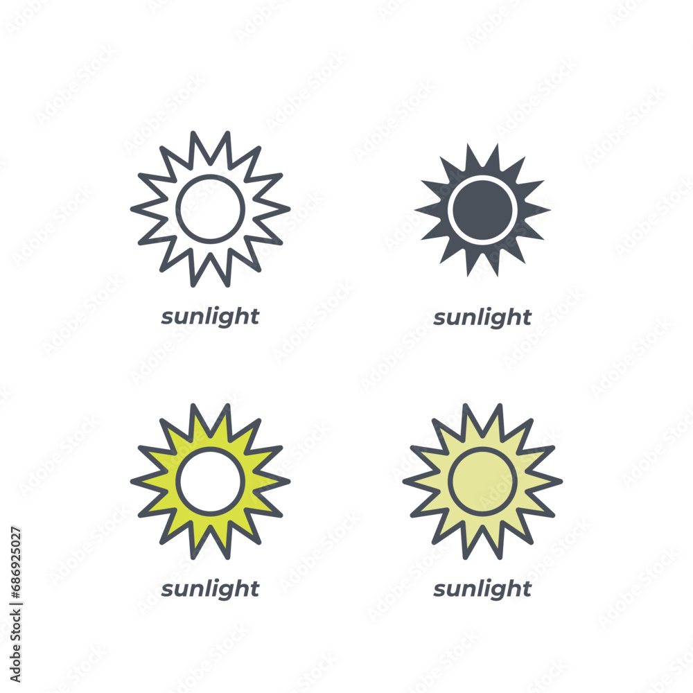Vector sign of the sunlight symbol isolated on a white background. icon color editable. Vector sign of the sunlight symbol isolated on a white background. icon color editable.