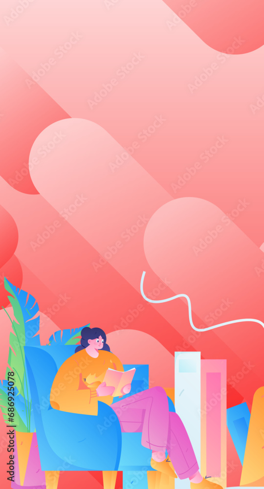 Home indoor character scene flat vector concept operation hand drawn illustration
Home indoor character scene flat vector concept operation hand drawn illustration