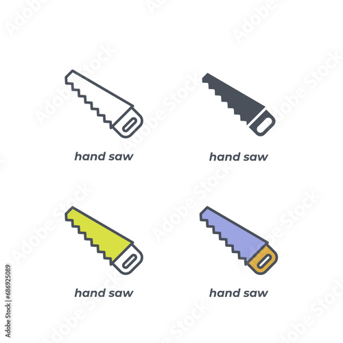 Vector sign of the hand saw symbol isolated on a white background. icon color editable.