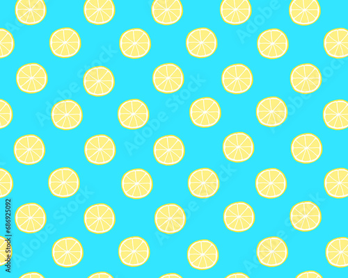 レモンのパターン 水色背景イラスト