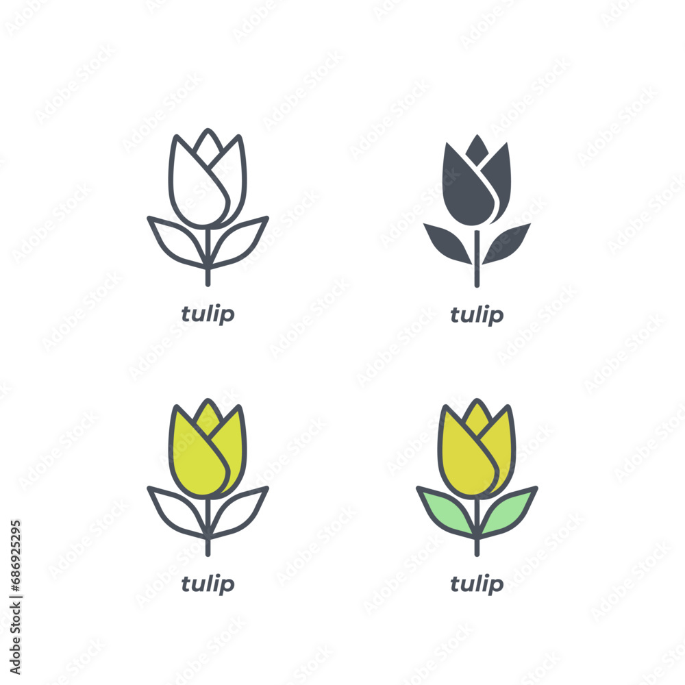 Vector sign of the tulip symbol isolated on a white background. icon color editable. Vector sign of the tulip symbol isolated on a white background. icon color editable.