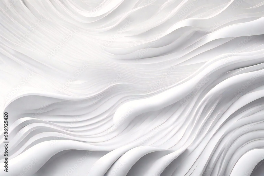 Dynamic Wavy White Wallpaper with Soft Texture on Abstract Background. Abstract white fabric wave background