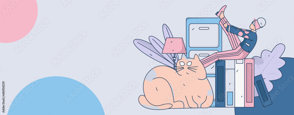 Home indoor character scene flat vector concept operation hand drawn illustration
Home indoor character scene flat vector concept operation hand drawn illustration