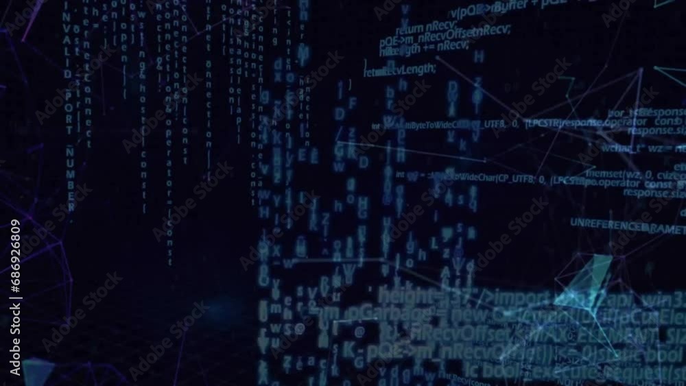 Animation of data processing over black background Animation of data processing over black background